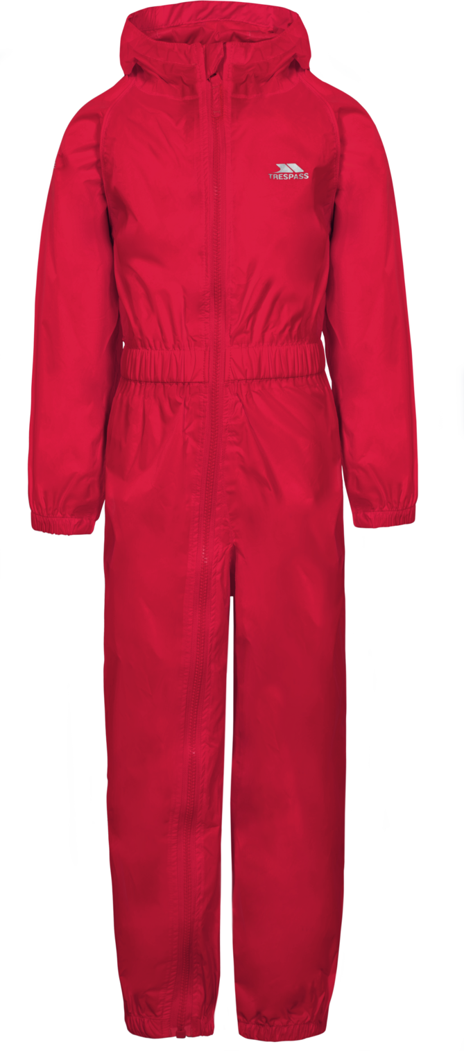 Trespass Button - Childs Unisex Rain Suit Red 2/3