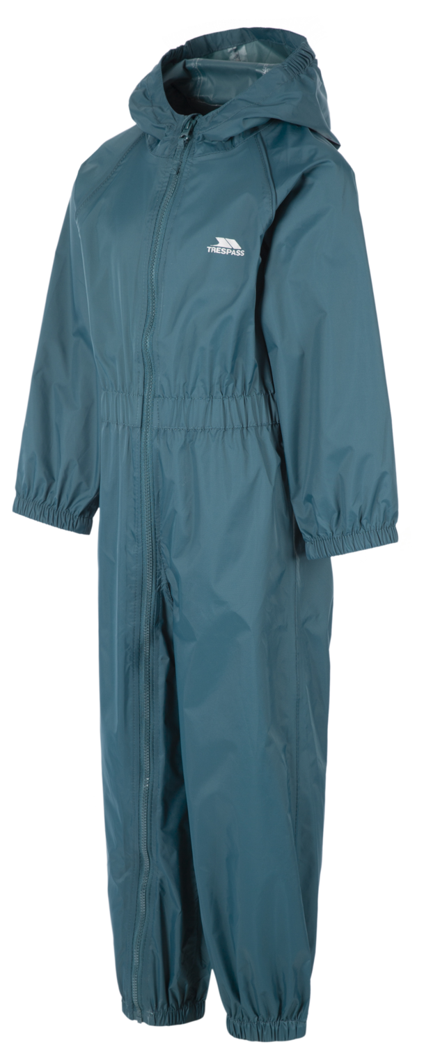Trespass Button – Unisex-Regenanzug für Kinder, Blaugrün