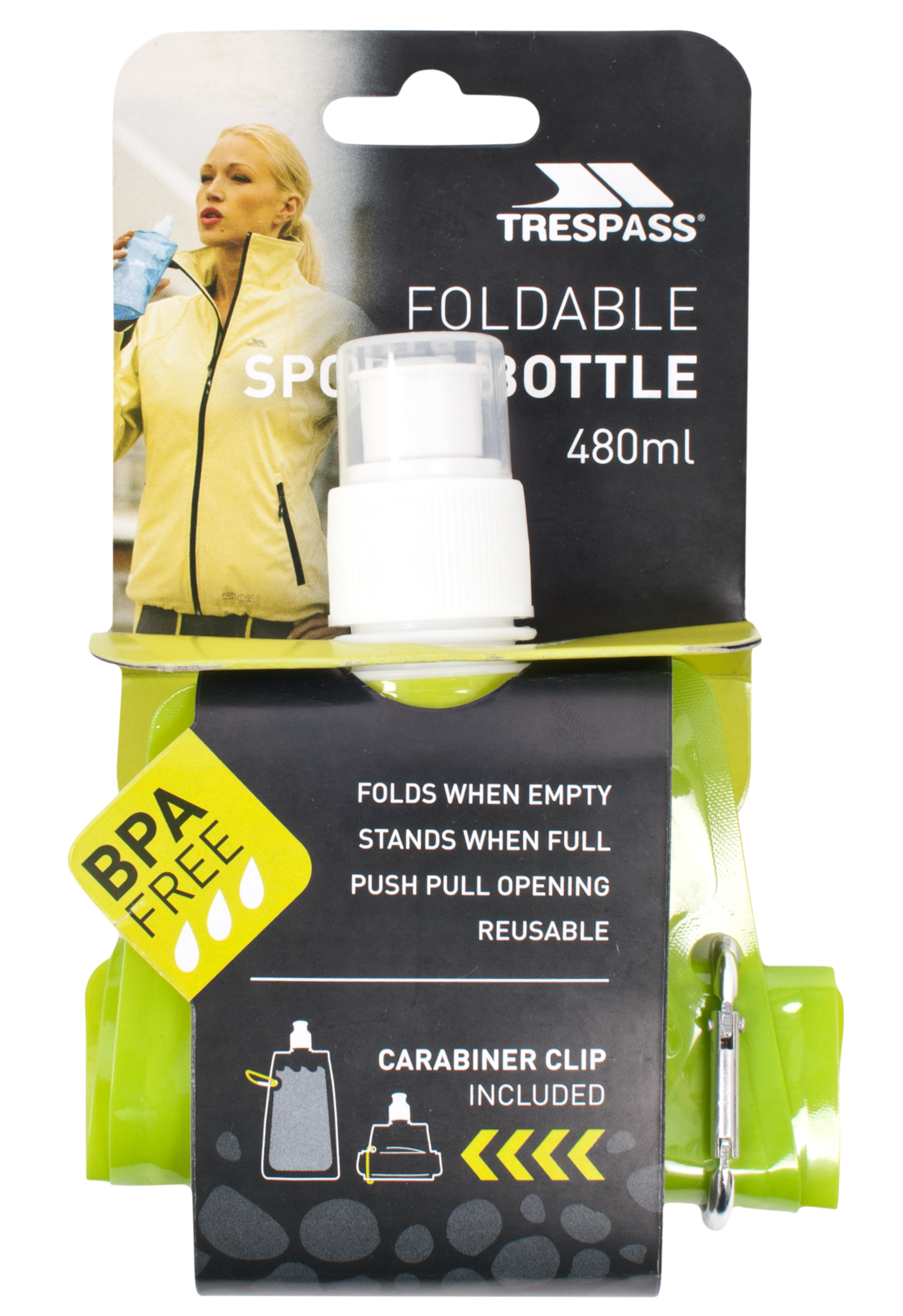 Trespass Hydromatic - Botella de agua plegable verde