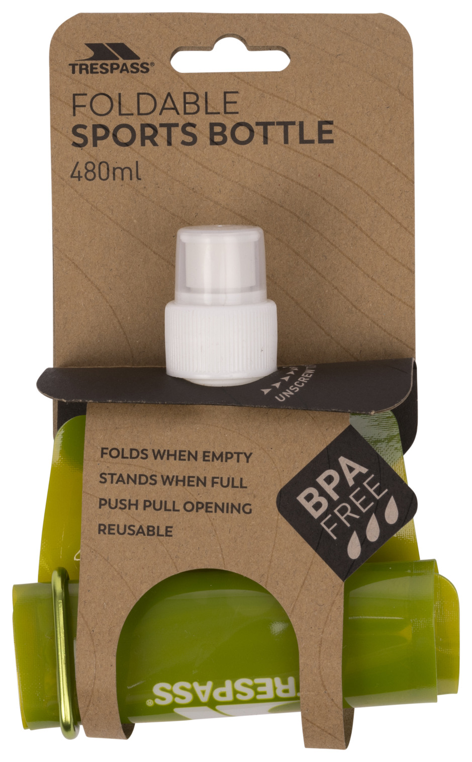 Trespass Hydromatic - Collapsable Water Bottle GREEN