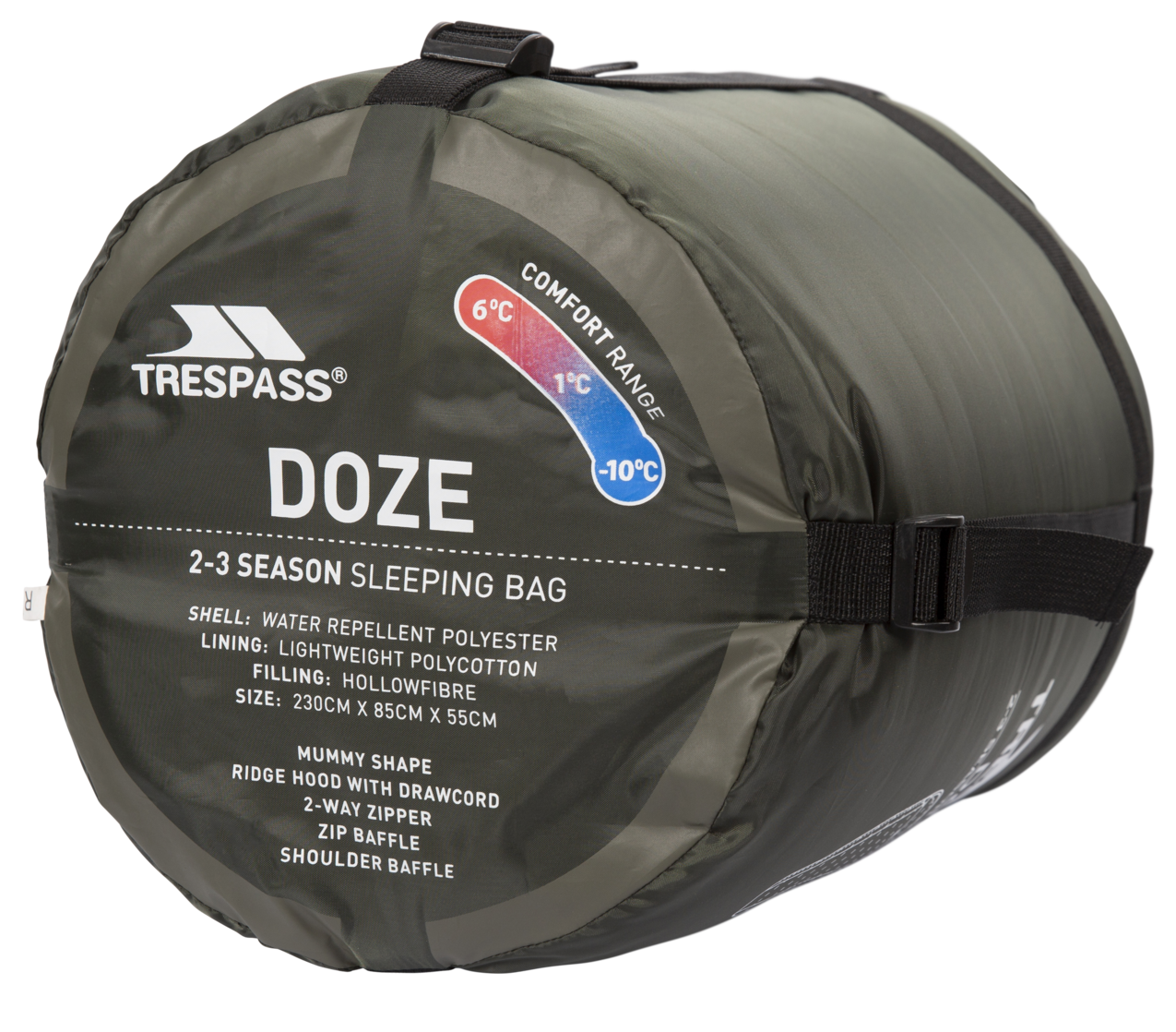 Trespass Doze - Hollowfibre Sleeping Bag Chive