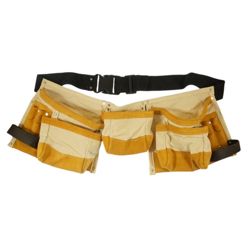Assembly Tool Belt Canvas Leather 11 Pockets Beast