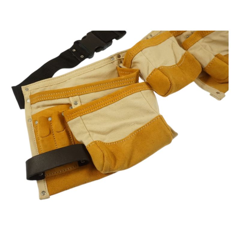 Assembly Tool Belt Canvas Leather 11 Pockets Beast