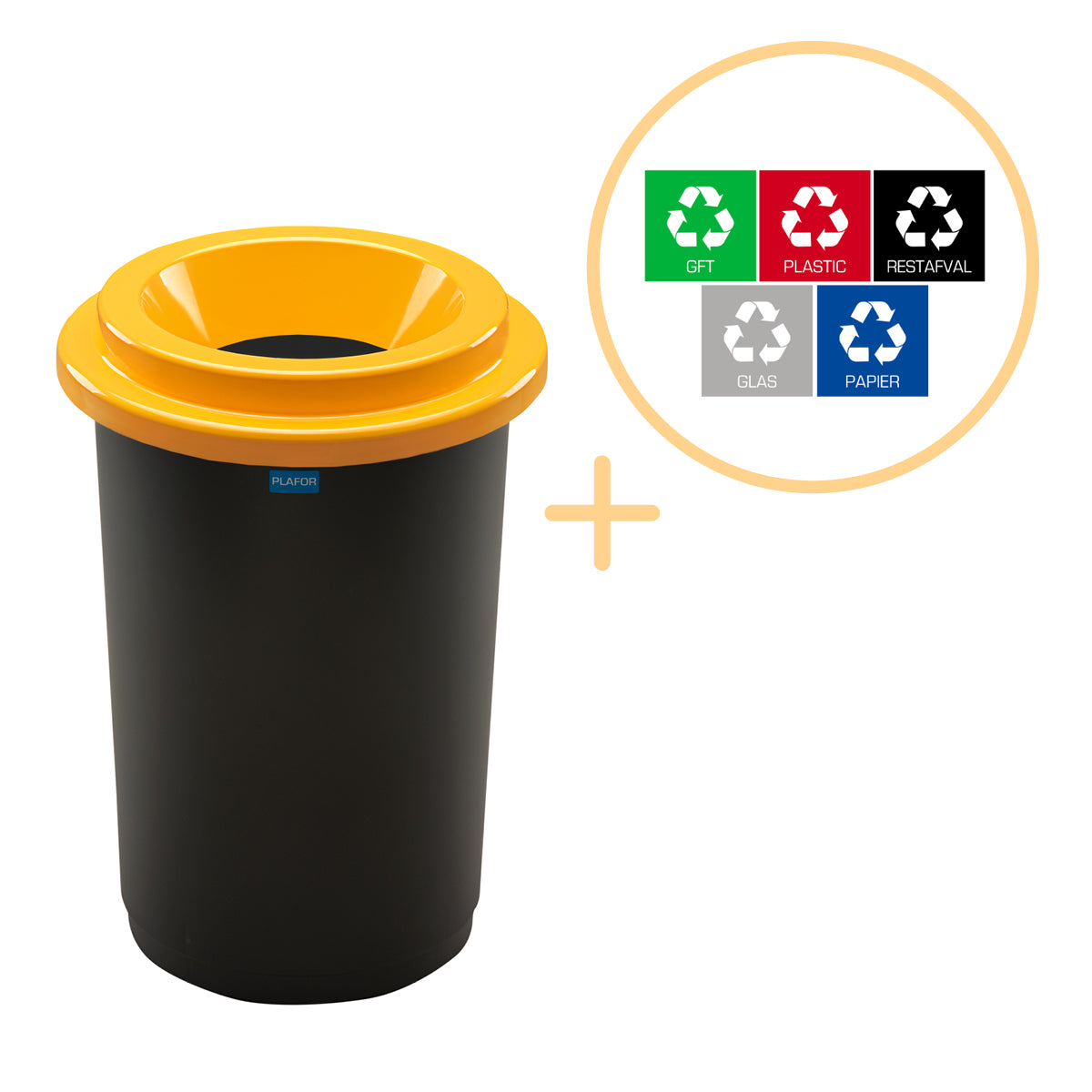 Plafor - Eco Sort Bin 50l - Recycling - Yellow