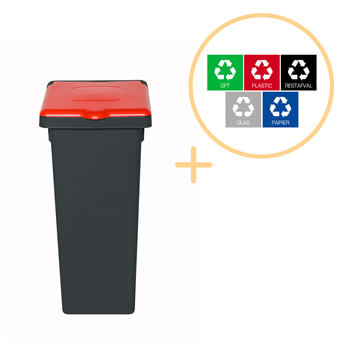 Plafor - Fit Bin With Lid 52l – Recycling - Red