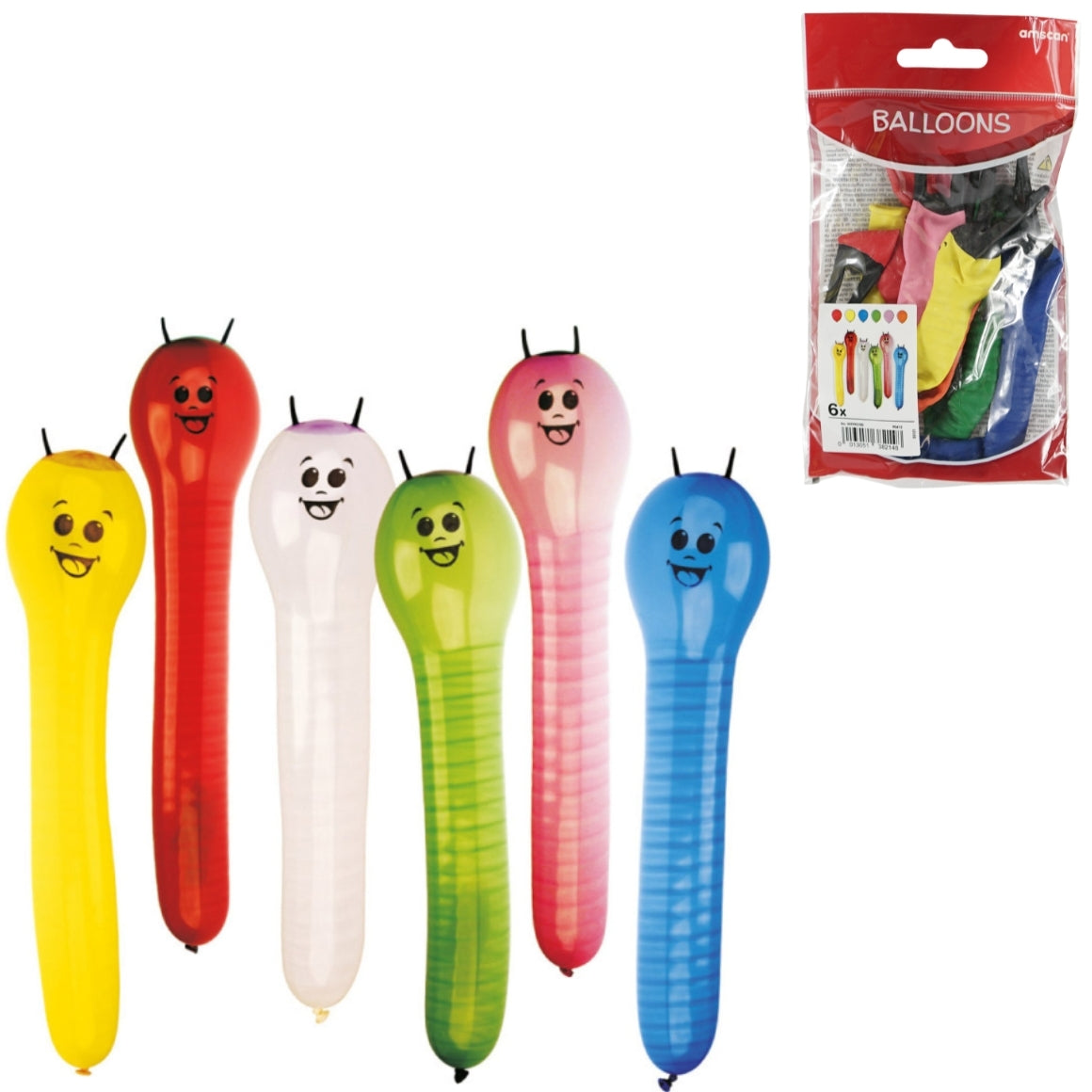 Amscan Palloncino Bruco 60 Cm 6 Pezzi