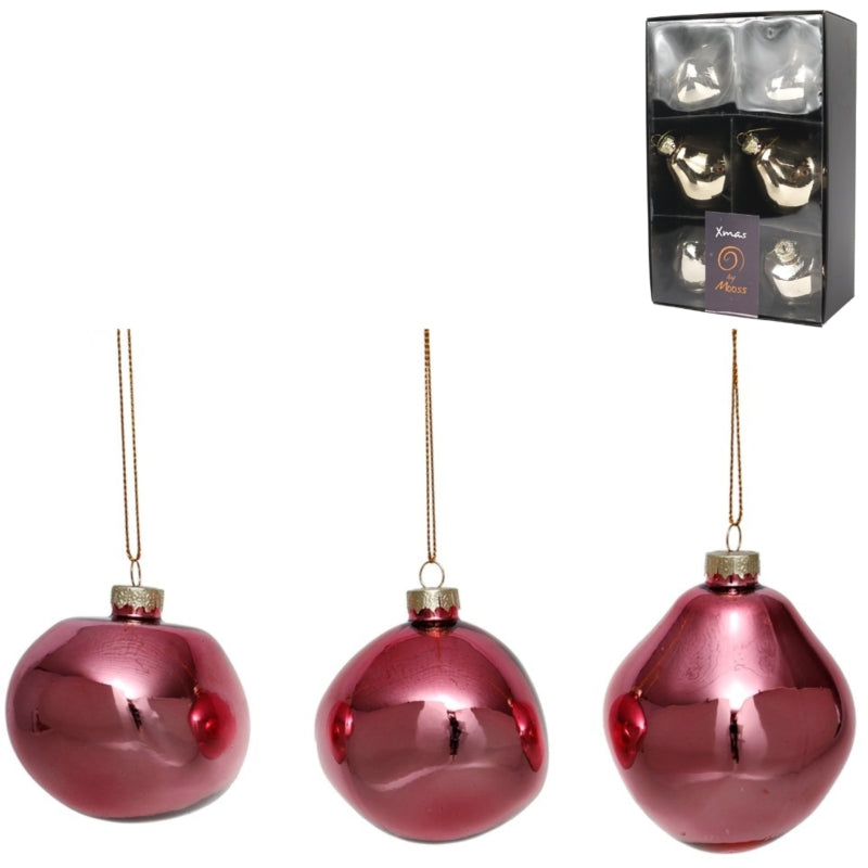 Xmas By Moos Pink Christmas Baubles 8 Cm 6 Pieces