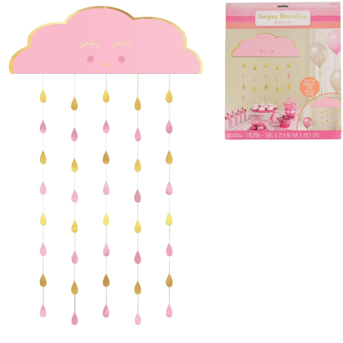 Babyshower Deurgordijn Roze/goud 193 Cm