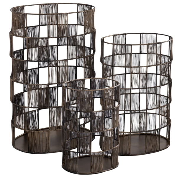Ptmd Stenn Oval Windlight Metal Brass-colored 50 Cm Set Of 3
