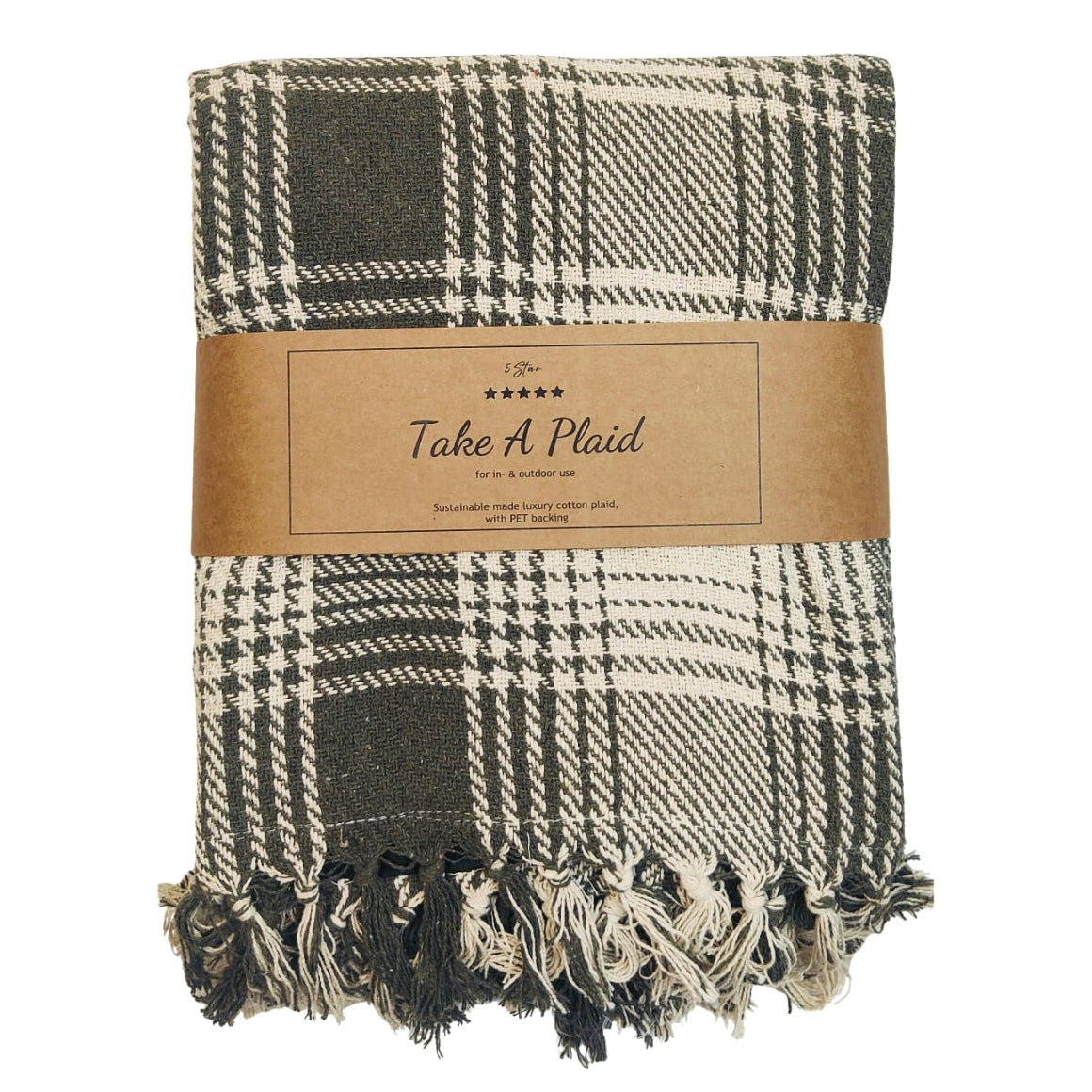 Take A Plaid Polyback Picnic Throw Green/white 160 X 160 Cm
