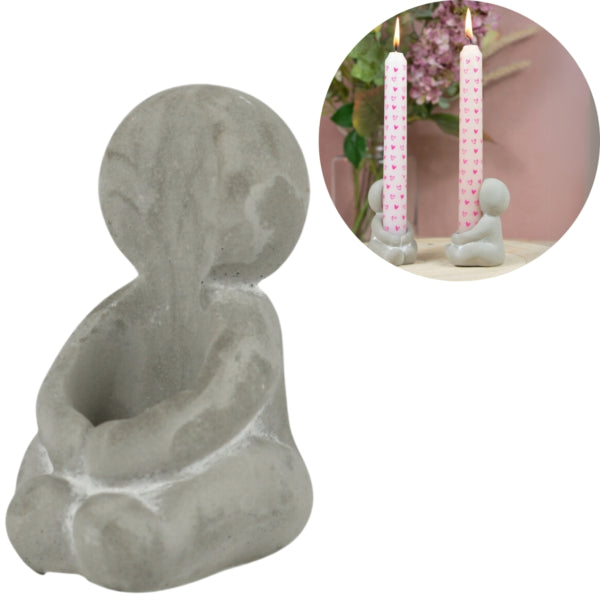 Candle Holder Hug Grey 8 Cm