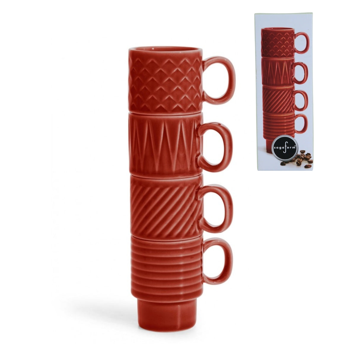 Sagaform Espresso Cups Red 100ml Set Of 4