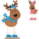 Decorative Reindeer On Base Felt Pink/blue 40 Cm 2 Assorted