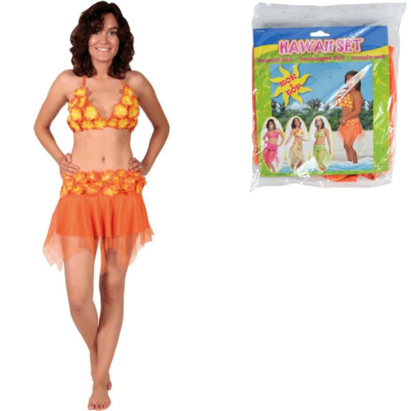 Folat Hawaiian Top And Skirt Orange One Size