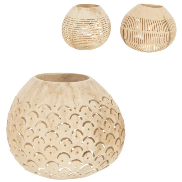 J-line Svícen na čajovou svíčku Kokosové řady Natural 14 Cm 3 Různé