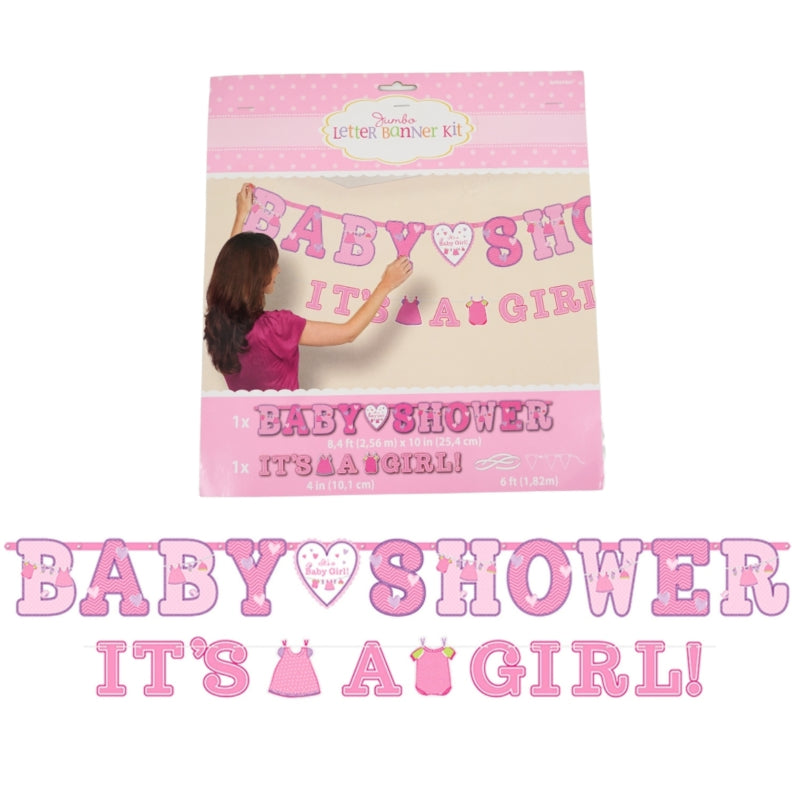 Letter Garland Baby Shower/its A Girl Pink Set Of 2