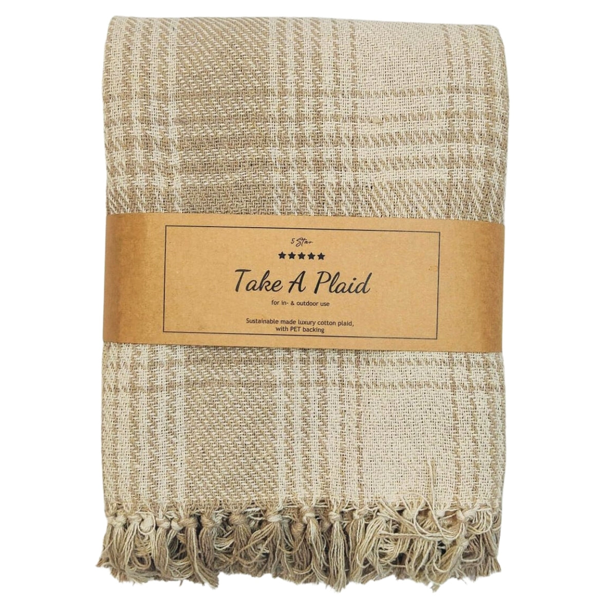 Take A Plaid Polyback Picnic Plaid Beige/white 160 X 160 Cm