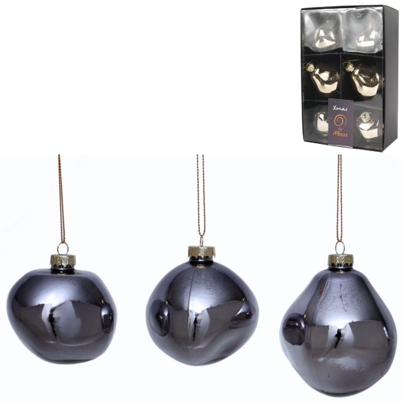 Xmas By Moos Christmas Baubles Grey 8 Cm 6 Pieces