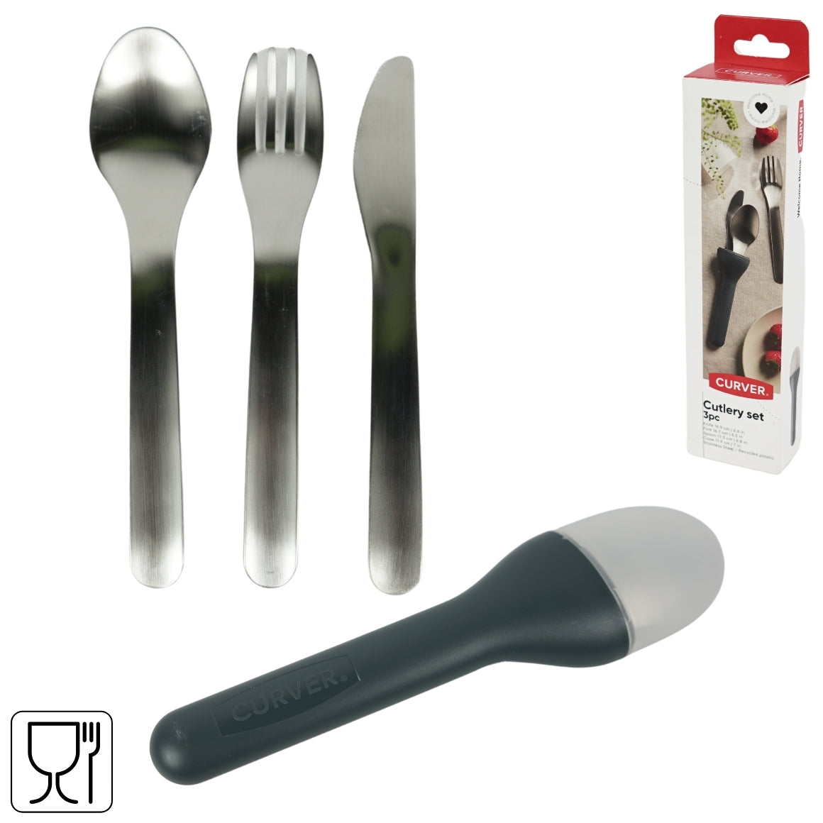 Curver Stainless Steel Cutlery Set In Holder 3-piece