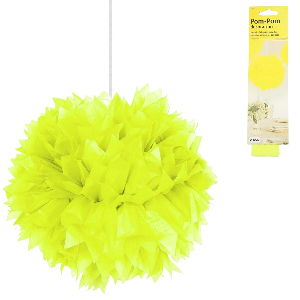 Folat Pompom Paper Neon Yellow 30 Cm