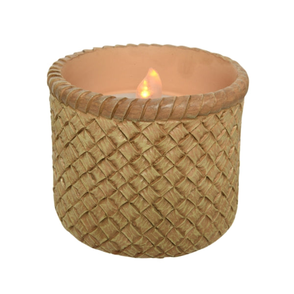 Solar Led Candle With Flame Effect Brown 10 X 8 Cm