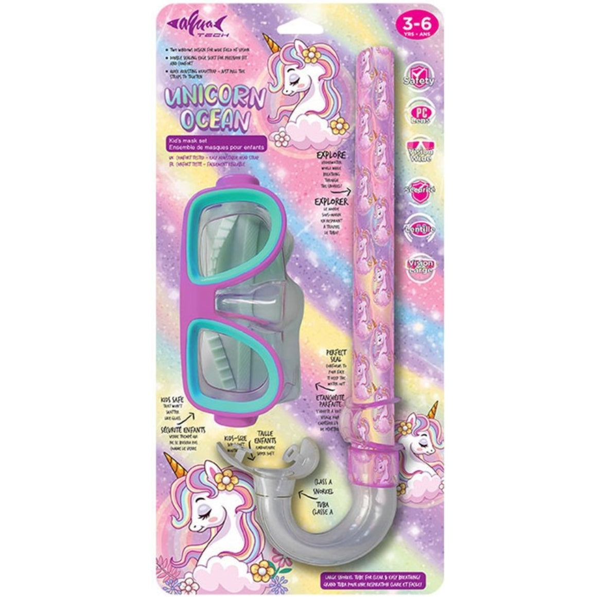 Aqua Tech Snorkel Set Unicorn Ocean