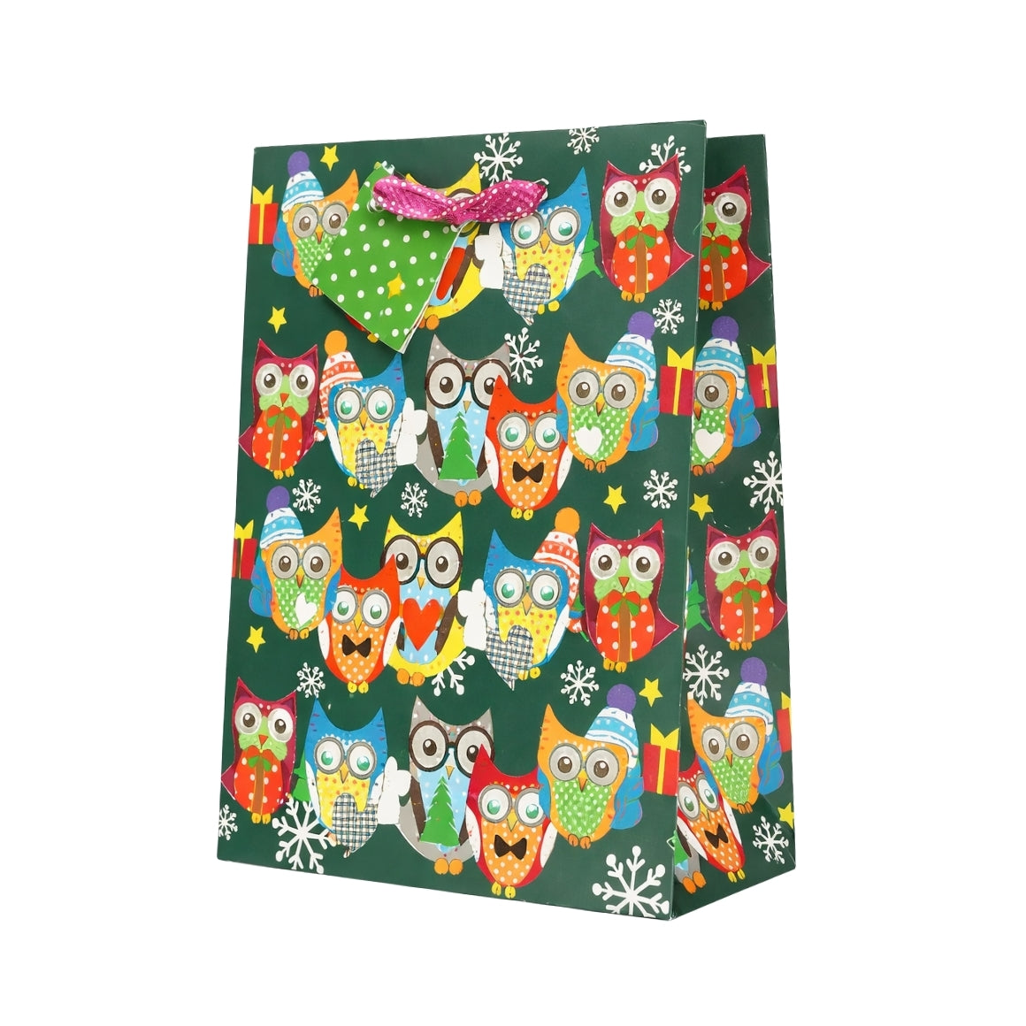Horn Gift Bag Christmas Owls 20.5 X 11 X 25.5 Cm