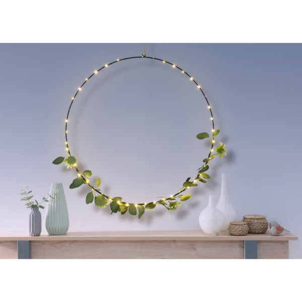 Hanging Decoration Ring Botanical Led Battery Operated 60 Cm