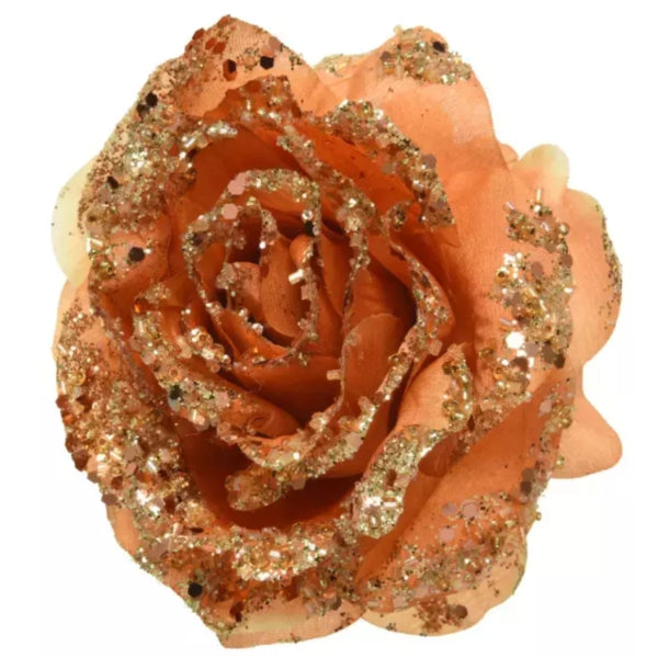 Everlands Rose On Clip Orange 14.5 Cm