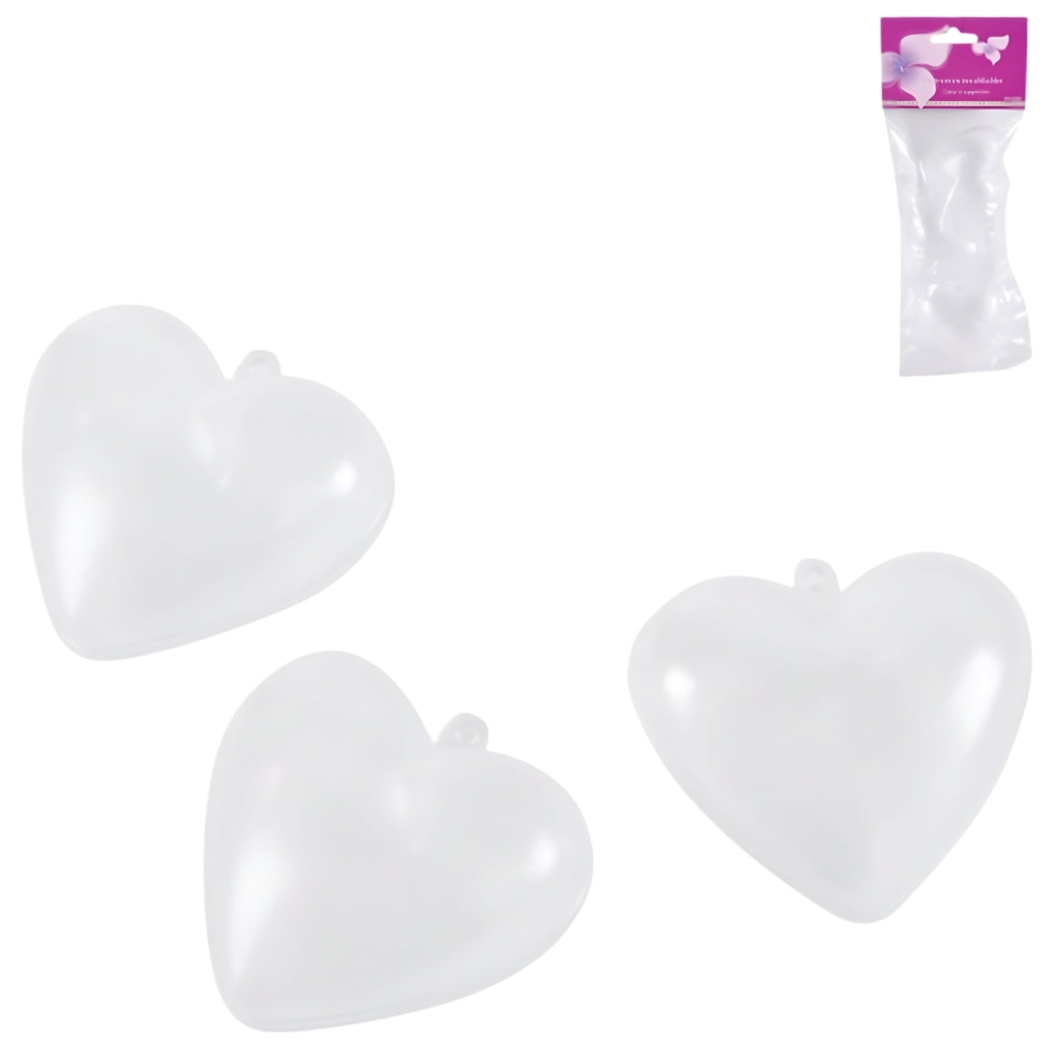 Transparent Heart Pendant 6 Cm Set Of 3