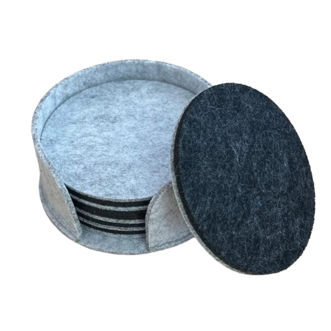 Felt Coasters In Holder 10 Cm Set Of 4