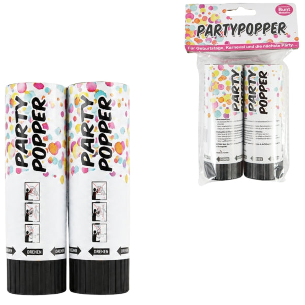 Canon à Confettis Party Popper 10,5 Cm 2 Pièces