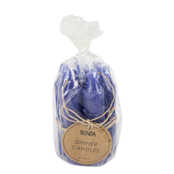 Senza Dinner Candles Blue 2.2 X 10 Cm Set Of 7
