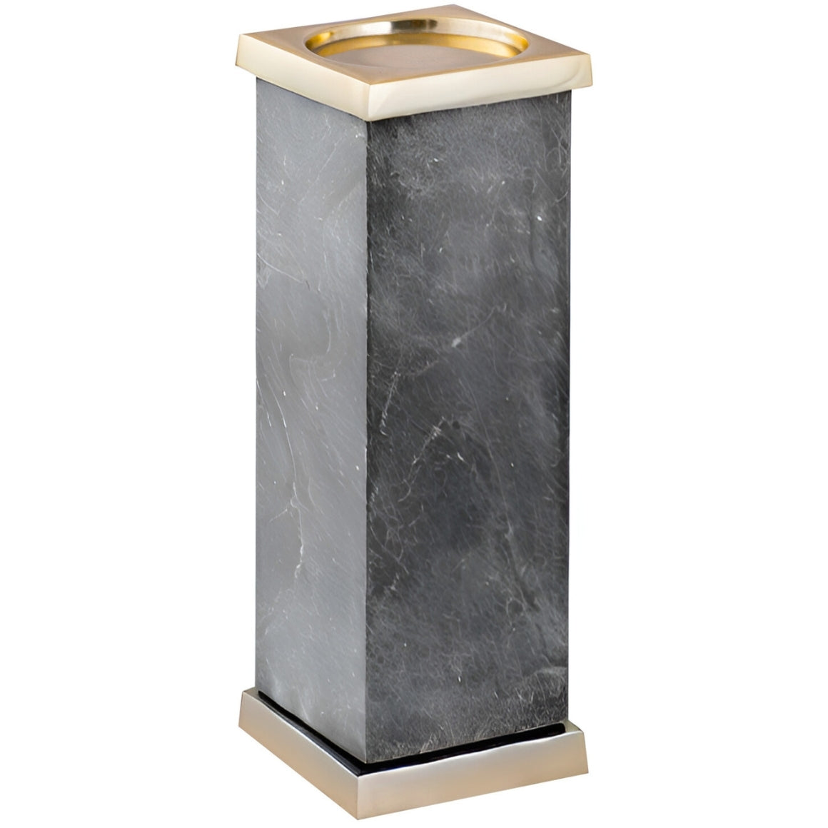 Ptmd Candle Holder Alanna Marble Black/gold 33.5 Cm
