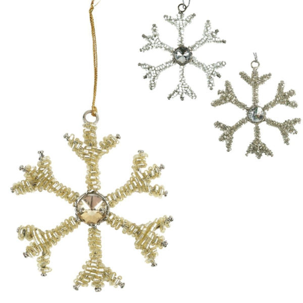 Snowflake Bead Pendant 8 Cm 3 Assorted