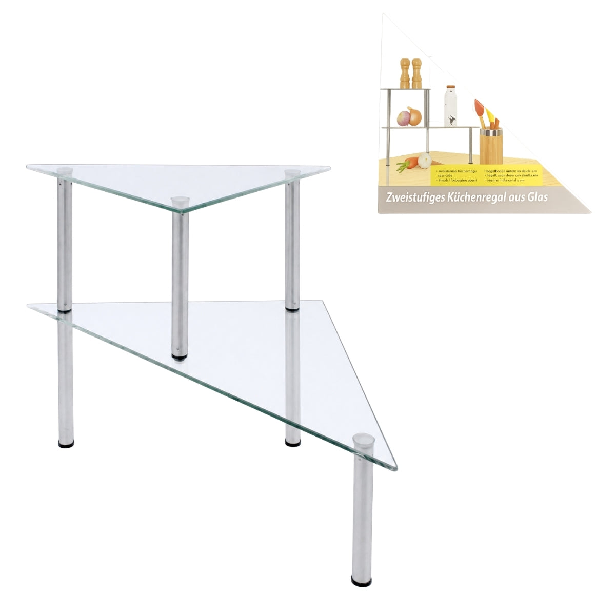 2-tier Glass Kitchen Rack 49 Cm