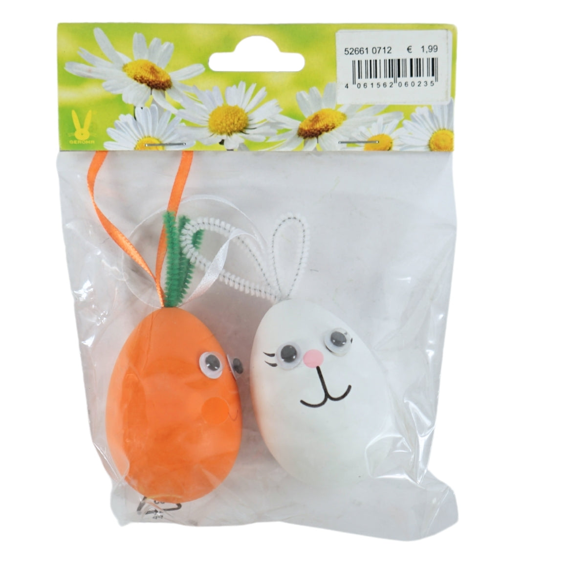 Easter Egg And Carrot Hanger 8 Cm Set Of 2