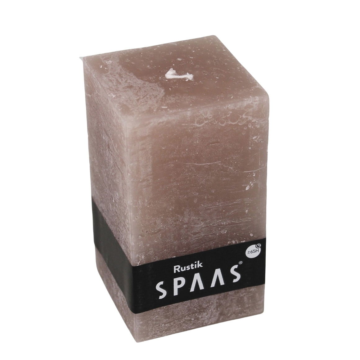 (r) Spaas Pillar Candle Rustic Square Taupe 7 X 13 Cm