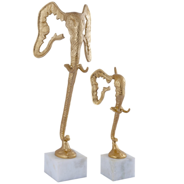 Ptmd Horton Elephant Statue Marble/gold-colored 68 Cm