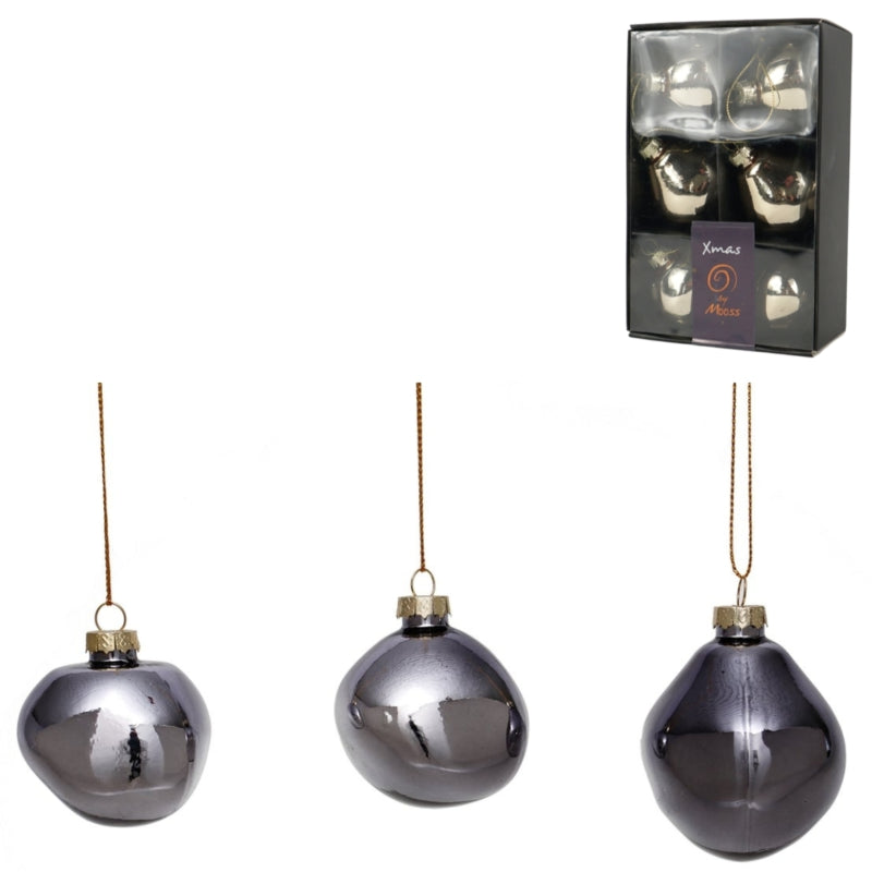 Xmas By Moos Christmas Baubles Grey 6 Cm 6 Pieces