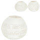 J-line Tealight Holder Coconut Lines White 14 Cm 3 Assorted