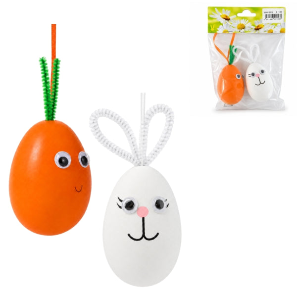 Easter Egg And Carrot Hanger 8 Cm Set Of 2