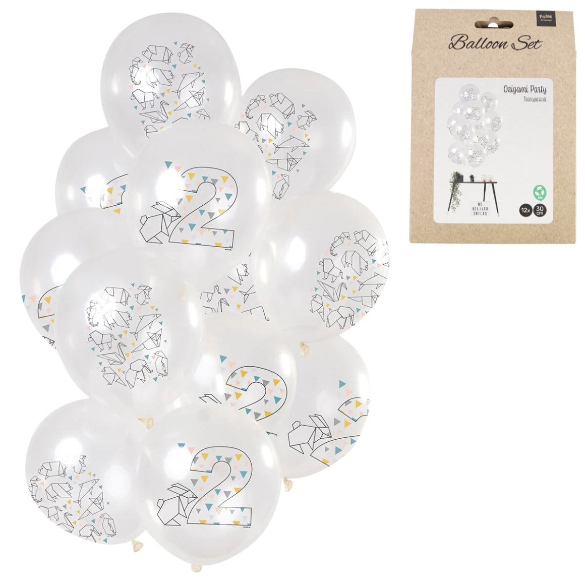 Origami Balloons Number 2 Years 30 Cm Set Of 12