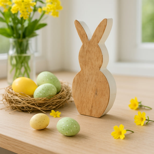 White Wooden Hare Figure 23 Cm