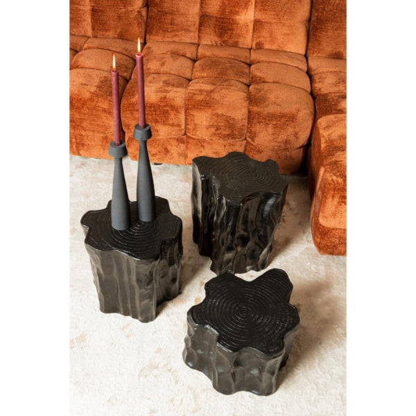 Ptmd Side Table Fennah Tree Stump Aluminium Black 37 Cm