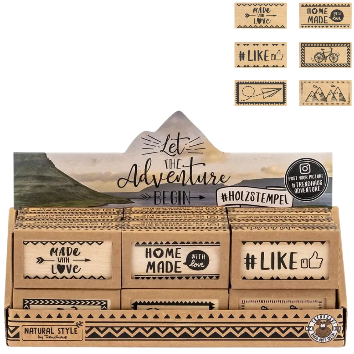 Stamp Let The Adventure Begin 6 Cm 6 Assorted