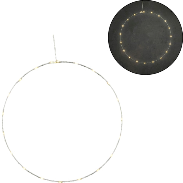 Silver-colored Circle With Led Lighting Battery Operated 50 Cm