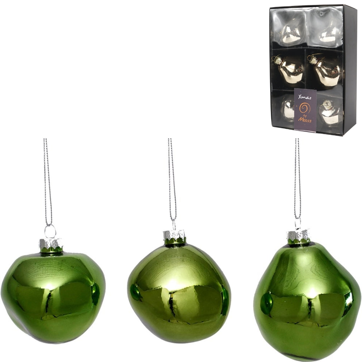 Xmas By Moos Boules de Noël vertes 8 cm 6 pièces