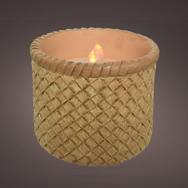 Solar Led Candle With Flame Effect Brown 10 X 8 Cm