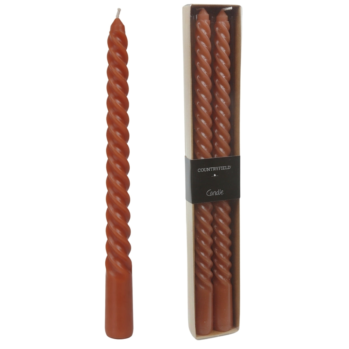 Countryfield Dinner Candles Twirly Brown 2 X 30 Cm Set Of 2